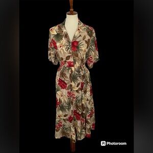 Beautiful Alfred Dunner Floral Dress - Button Down Blouse * Stretchy Skirt Sz 14